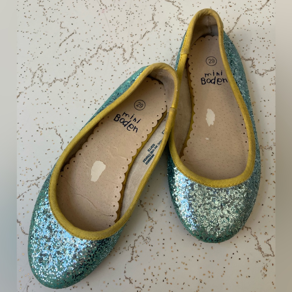 Mini Boden Sparkly Glitter Ballet Flats - Size 29 EU, Little Kids' 11.5 US -AQUA - Picture 2 of 15